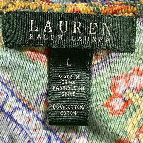 Ralph Lauren Ruffled Paisley Top Size L Sleeveless Boho Countrycore 100% Cotton - Picture 7 of 9